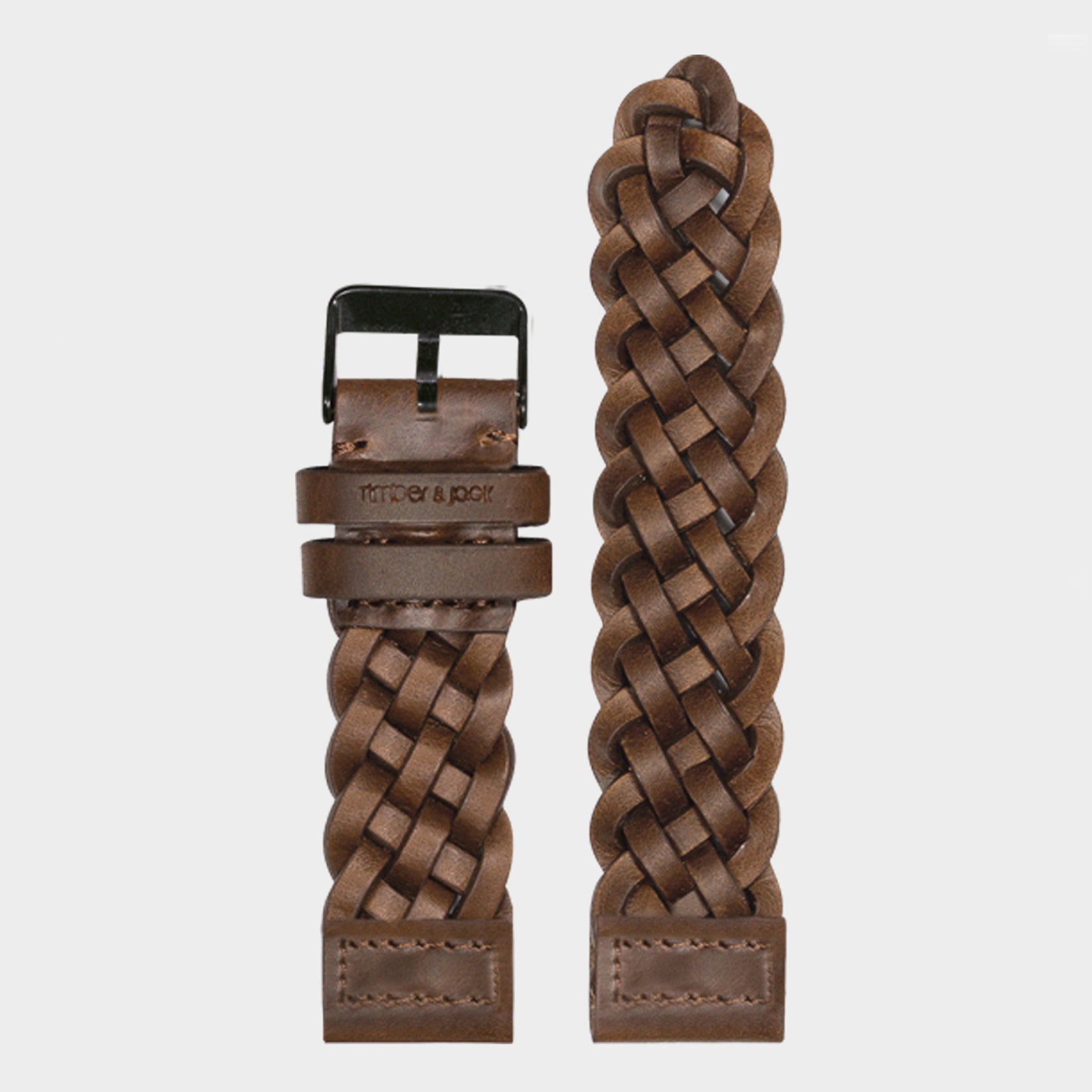 Leather Strap - dark brown braided | 24mm