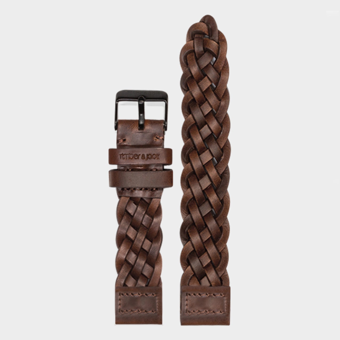 Leather Strap - dark brown braided | 18mm