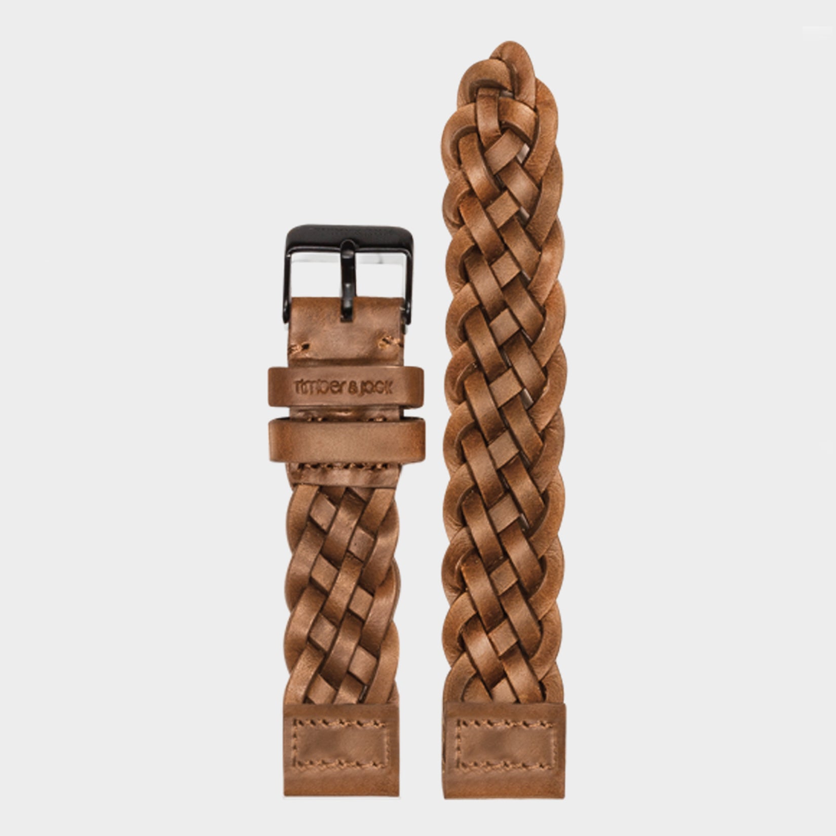 Leather Strap - medium brown braided | 18mm